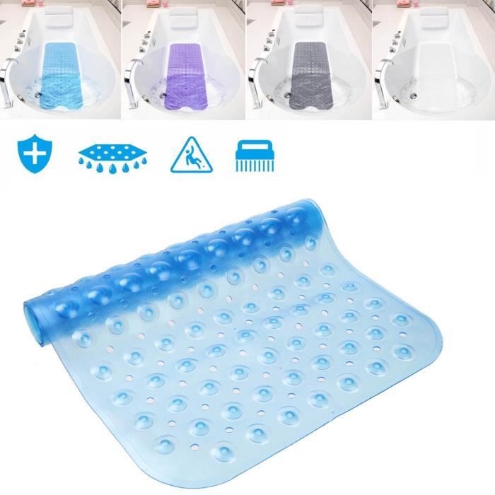 Tapis de Baignoire de Securite Antidérapant Anti moisissures 100 x 40 cm Bleu