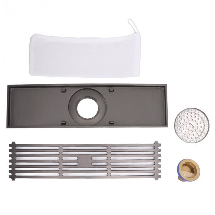 Siphon De Sol Linéaire Rectangle Acier Inoxydable - 60x10 Cm, Anti-odeurs, Capteur De Cheveux, Pour Douche, Salle De Bain