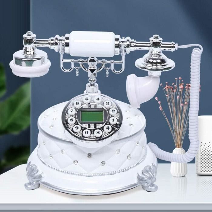 Téléphone Vintage Compatible ADSL Blanc