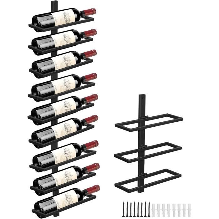 Casier à Vin Mural - Porte-bouteilles - Lot De 3 - Noir - Métal