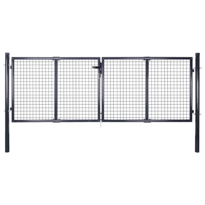 VidaXL Portail en maille de jardin Acier galvanisé 289x75 cm Gris