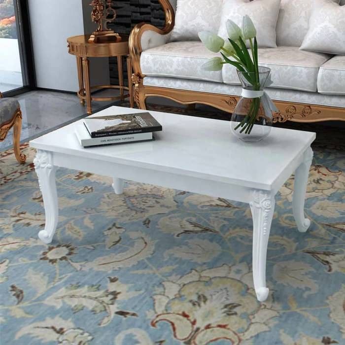 vidaXL Table basse Table dappoint de salon 100 x 60 x 42 cm Laquée Blanc 243380