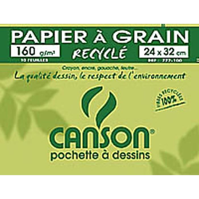 Lot de 10 pochettes de 10 feuilles de papier dessin recyclé 160g