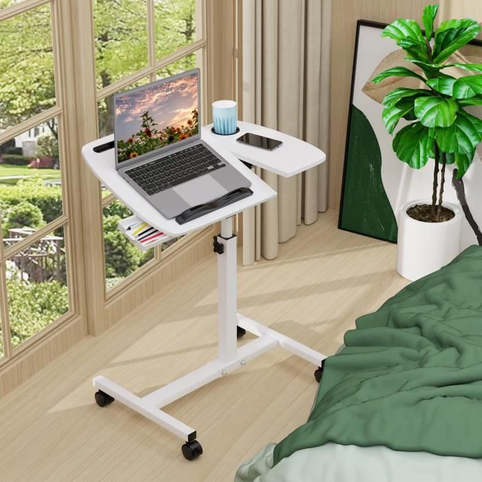 Table De Lit Avec Tiroir - Pour Ordinateur Portable, Repas, Lecture - 60x40x27 Cm, Pliable - 4
