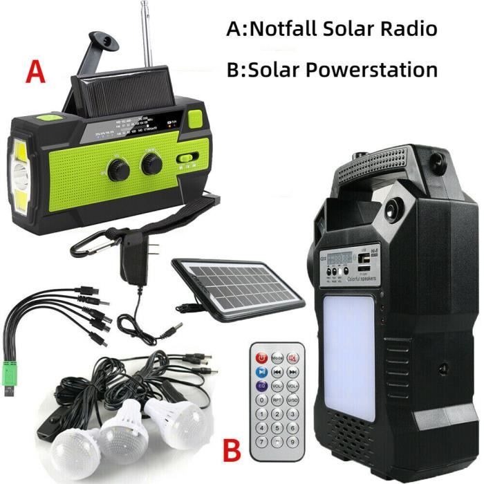 Mini Générateur Électrique Station d'Énergie Portable en plein air avec panneau solaire +Radio solaire d'urgence pour Camping,