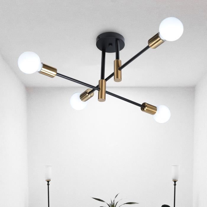 wottes rétro lampe plafonnier luminiare vintage industrielle 4 spot lustre eclairage pour salle à manger chambre salon noir +