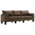 Canapé à 3 places Canapé de relaxation sofa- Scandinave Canapé d’angle Marron Tissu-1