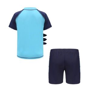 Maillot De Bain Garçon 2 Pièces Anti-UV - T-shirt Et Short De Bain - Taille 5-9 Ans - Matière Polyester/élasthanne