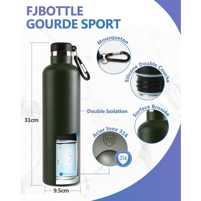 Arogun Gourde de 1 litre avec marquage du temps-Anti-fuite-Sans BPA- Bouteille d'eau avec heure comme rappel d'hydratation et[95] - Cdiscount  Sport
