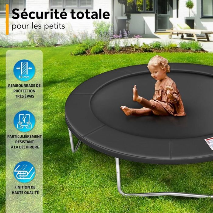 Coussin De Protection Pour Trampoline 366 Cm (12FT) – Mousse EPE 14 Mm, PVC/PE – Noir/vert, Anti-déchirure