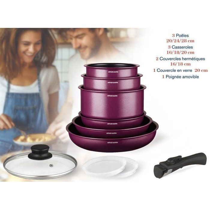 Batterie cuisine KitchenAid 10 pièces antiadhésive noir