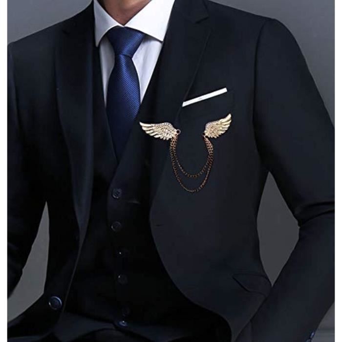 Pince à cravate lémurien argenté et strass bleu -  France