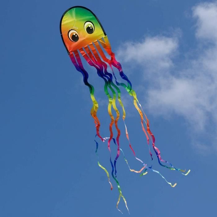 CerfVolant Pieuvre Draki Rainbow Monofil pour Enfants à partir de 3 Ans
