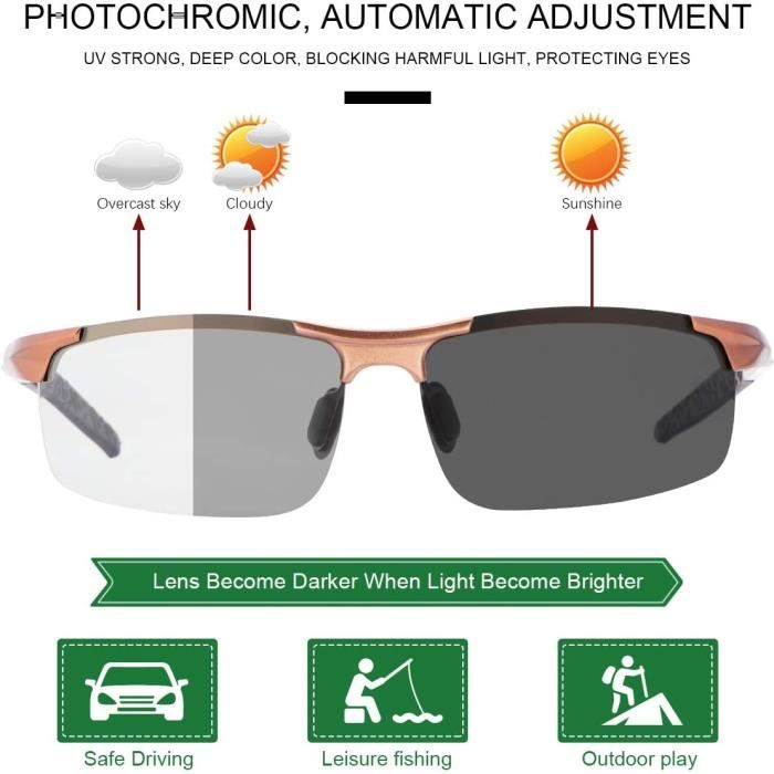 Lunettes De Soleil Polarisées Mercedes - Homme - Verres Noirs UV400 - Monture Aluminium Argenté