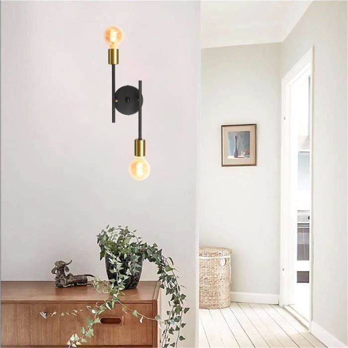 Kawoo Retro Applique Murale Réglable En Métal Couloir Noir Lampe Murale Vintage Industrielle Style Edison Pour Salon Chambre - Maison