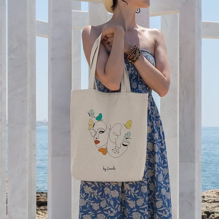 Loxato Tote Bag Sac Tissu Sac Fourre Tout Femme Sac En Toile Sac Tote Bag Tote Bag Coton 100 Sac Jute Extra Large 85