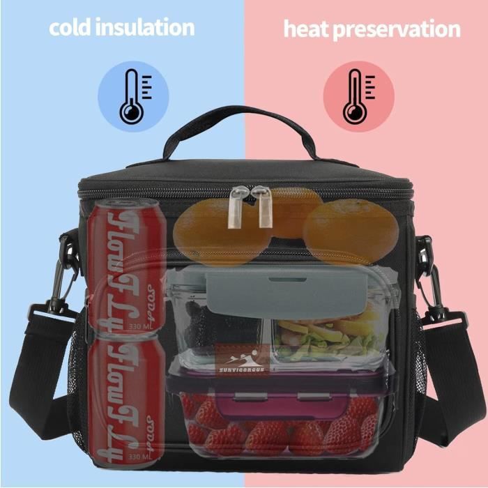 Sac Isotherme Repas 20L Grande Capacité - Multi-poches, étanche - Garde Au Froid 10h, Au Chaud 6h - Pour Bureau, Pique-nique