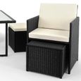Deuba | Salon de Jardin - en polyrotin • Set 10+1 fauteuils, tabourets, Table + Coussins | Noir, encastrable • Plateau Verre-2