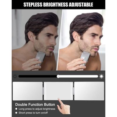 Miroir 360 Coiffure Homme, 3 Faces avec Crochets, Portable, Pliable et Hauteur Réglable, pour Coiffure, Rasage, Maquillage - Maison Miroir 360 Coiffure Homme, 3 Faces avec Crochets, Portable, Pliable et Hauteur Réglable, pour Coiffure, Rasage, Maquillage - Maison