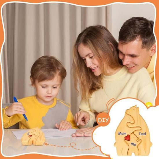 Ours De Puzzle Famille en Bois Personnalisé Prénom 1-8, Puzzle d'Art en Bois,  Puzzle Animal, Décoration De Bureau, pour la Famille - Cdiscount Jeux -  Jouets