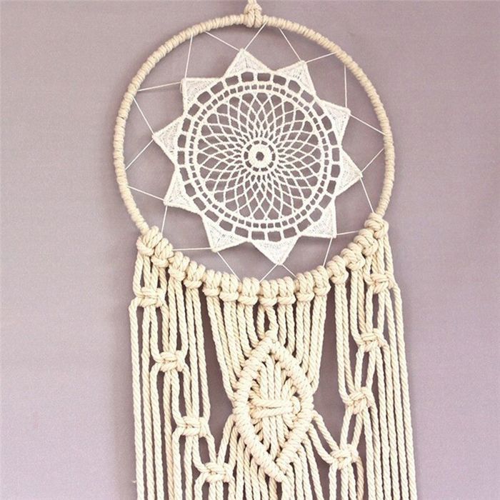 CARILLON A VENT,C--Attrape Rêve En Macramé, Décoration Murale Bohème