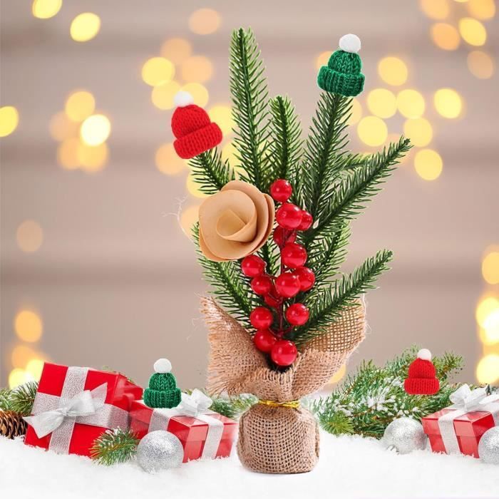 20 Mini Bonnets Et écharpes De Noël Tricotés - Rouge Et Vert - Pour Décorer Poupées, Bouteilles, Cadeaux - DIY Déco Festive