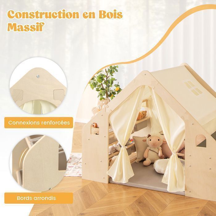 Costway Tente De Jeu Château Pour Enfants Grande Maison De Jeu Jouets Cadeaux Avec Lumi Res Toil Es Tapis Lavable