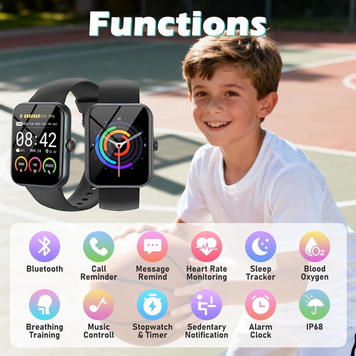 Enfant Montre Intelligente Avec 100+ Modes De Sport, Podomètre