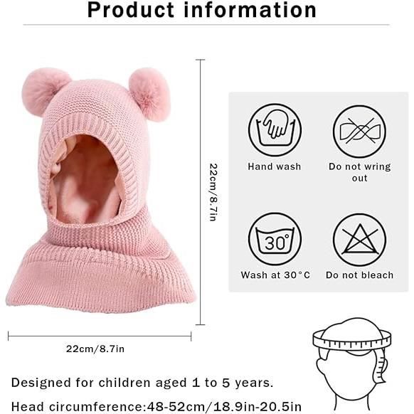 Bonnet Polaire Enfant Hiver Ensemble Bonnet écharpe Gants Enfants 3-6 Ans - Doublure Polaire Bleu Avec Pompon Vêtement Hiver Enfant 3-6 Ans Bleu