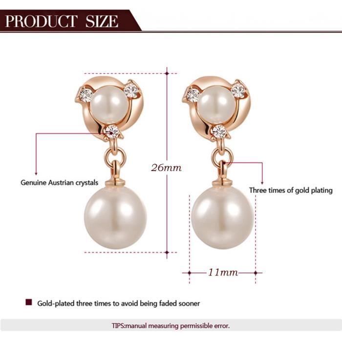Ensemble Bijoux Perles Femme - Collier Et Boucles D'Oreilles Pendantes Mode Couleur Or