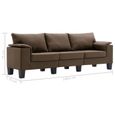 Canapé à 3 places Canapé de relaxation sofa- Scandinave Canapé d’angle Marron Tissu-3