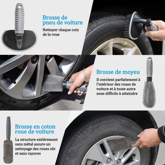 Kit 9 Pièces Outils Nettoyage Voiture Microfibre - Intérieur Extérieur Lavage Auto Complet