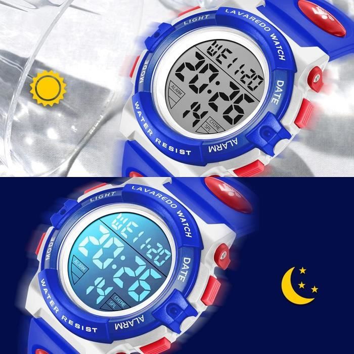 BEN NEVIS Montre Enfant Garçon Adolescent Digitale Outdoor Sport  Multifonction Étanche LED Lumière Alarme Calendrier Date avec Bande de  Silicone