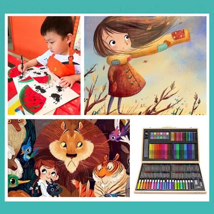 Art Dessin Peinture Art Kit , Cadeaux Pour Enfant Fille Garçon Adolescents  , Art Set Coque Avec Dossier , Coloration Papiers , Dessin Papiers ,  Pastels À L'Huile , Crayons , Crayons