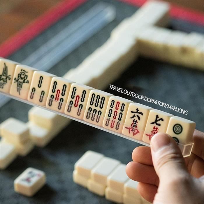 Cabilock – Lot 4 Mini-casiers à Mahjong Chinois Avec Emplacements Pour 16 Cartes – Plastique Transparent, Compact, Pour Voyages Et Jeux En Famille
