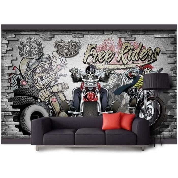 Papier Peint 3D Autocollant – Structure Moto, Design Mural Coloré, Effet Relief