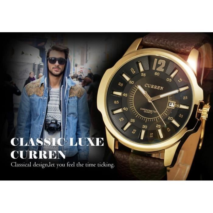 2015 hot Casual CURREN 8123 montre homme marque de luxe montres hommes Auto Date militaire sport en cuir montre Relogio Masculino Cdiscount Bijouterie