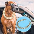 Alomejor collier de chien or Collier de décoration tour de cou en plastique à la mode pour chien brillant pour bouledogue-0