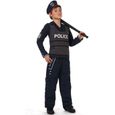 Déguisement de policier noir chic ATOSA - Enfant 10-12 ans - Képi, pantalon et veste pare-balles-0