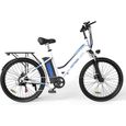 HITWAY Vélo électrique - E-Bike Pneu 26” - Moteur 250W - Shimano 7 Vitesses - Batterie au Lithium Amovible 11,2 Ah/36 V - Blanc-0