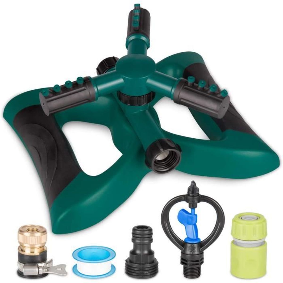 Arroseur De Jardin Rotatif 360° à 3 Bras Namvo - Couverture Jusqu'à 11m, Connexion Rapide, Plastique ABS - 13