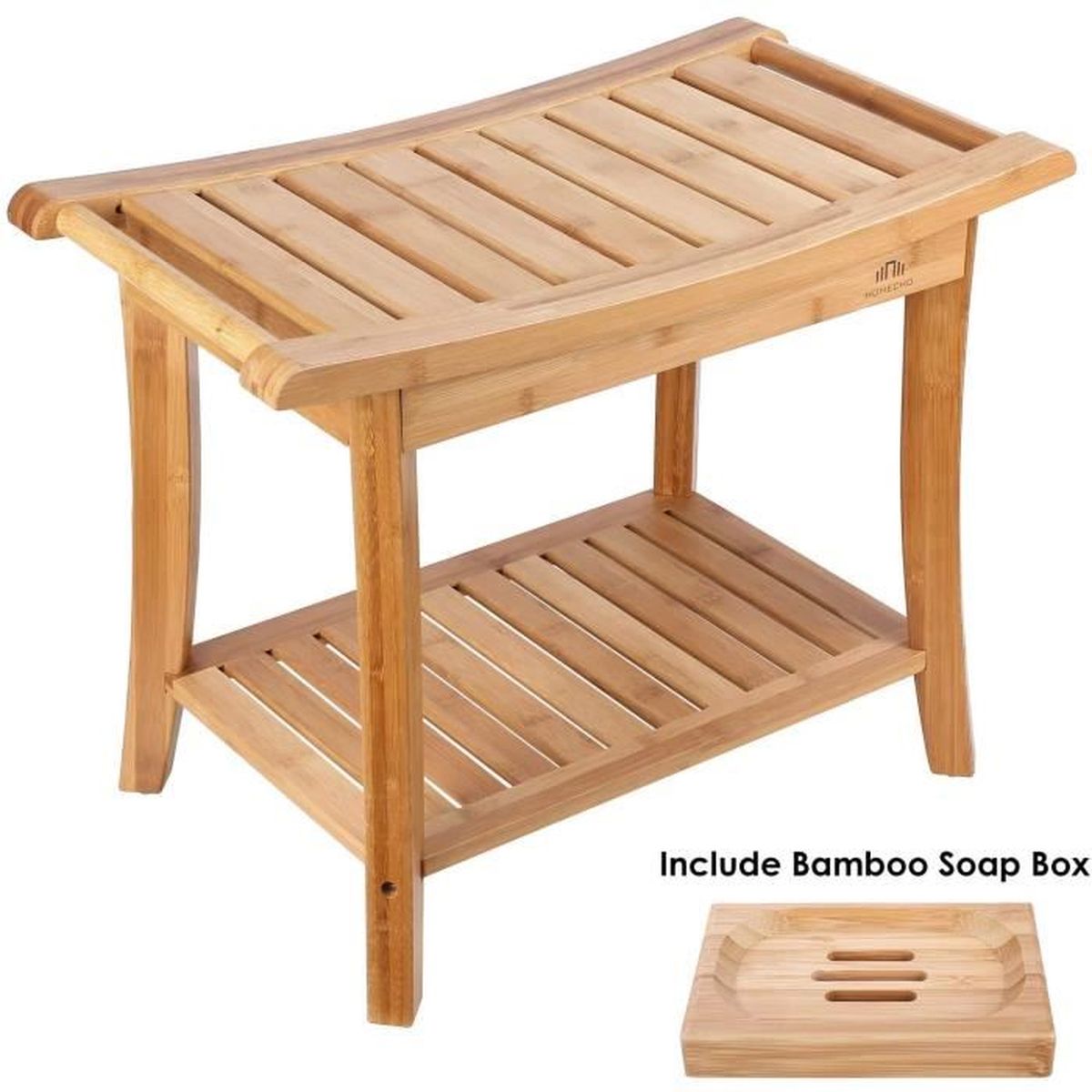 Banc De Siege De Douche Homecho En Bambou Avec 1 Porte Savon Pour
