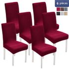 7MAGIC Lot de 6 Housses de Chaise, Housse de chaise extensible lavable universelle, Avec bande élastique - Bourgogne
