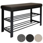 DUNEDESIGN Range-chaussures avec Banquette 81x32x46cm Porte-chaussures 2 étagères avec Banc pour s'asseoir Siège Meuble à chaussures Marron