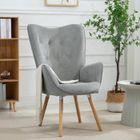 MEUBLES COSY Fauteuil scandinave avec accoudoirs en tissu gris capitonné - KAS