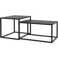 Lot de 2 tables basses gigognes rectangulaires design contemporain encastrable acier noir