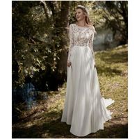 bleuXL2020 nouvelles robes de mariée manches longues grande dentelle fine sans dos Une version de la robe de mariée robe de voyage