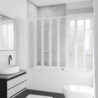 Pare-baignoire pliant 159x140 cm - Schulte - Écran pivo-pliant - Verre transparent décor rayures - Profilé blanc