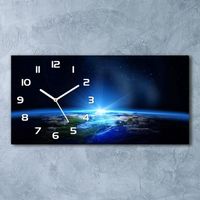 Tulup Horloge Murale 60x30cm Mur Silencieuse Impression Sécurité Design Moderne - Aiguilles Blanc - planète Terre