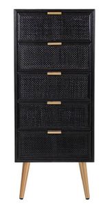 CHIFFONNIER - SEMAINIER Chiffonnier, meuble de rangement en bois coloris noir - Longueur 42 x Profondeur 36,50 x Hauteur 100,5 cm